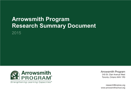 Arrowsmith Program Research Summary Document 2015