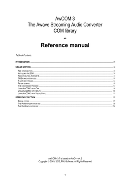 Awcom Reference Manual