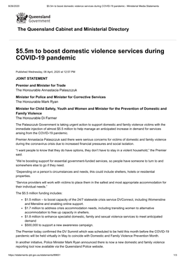 5.5M to Boost Domestic Violence Services During COVID-19 Pandemic - Ministerial Media Statements