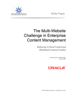 The Multi-Website Challenge in Enterprise Content Management