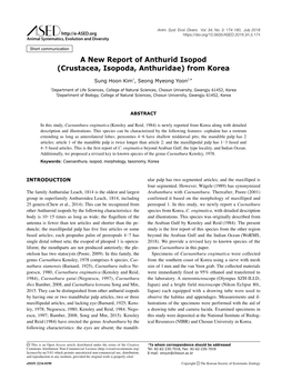 Crustacea, Isopoda, Anthuridae) from Korea