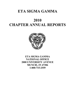 Eta Sigma Gamma 2010 Chapter Annual Reports