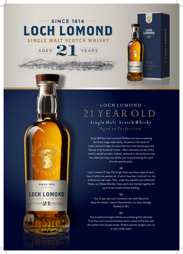 21 YEAR OLD Single Malt Scotch Whisky SINGLE MALT SCOTCH WHISKY‘Aged to Perfection’