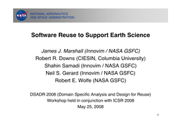 Software Reuse to Support Earth Science