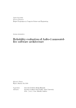 Reliability Evaluation of Aalto-1 Nanosatellite Software Architecture