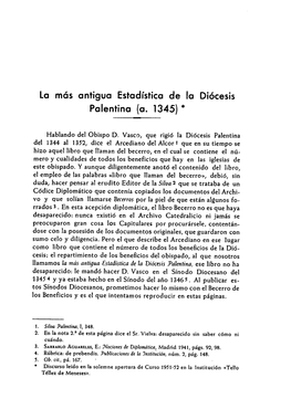 La Más Antigua Estadística De La Diócesis Palentina (A . 1345) *