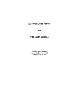 EEO PUBLIC FILE REPORT PBS North Carolina