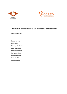 Towards an Understanding of the Economy of Johannesburg