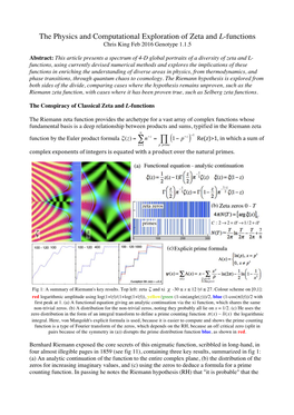 The Physics and Computational Exploration of Zeta and L-Functions Chris King Feb 2016 Genotype 1.1.5