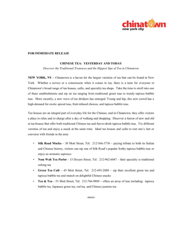 For Immediate Release Chinese