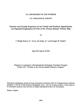 Terranes and Overlap Sequences in the Central and Southern Appalachians, an Expanded Explanation for Part of the Circum-Atlantic Terrane Map