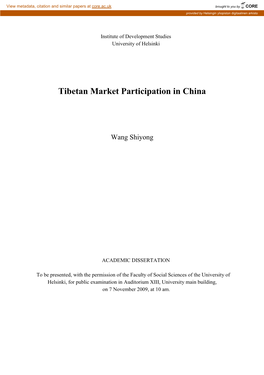 Tibetan Market Participation in China