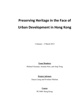Preserving Heritage in the Face of Urban Development in Hong Kong