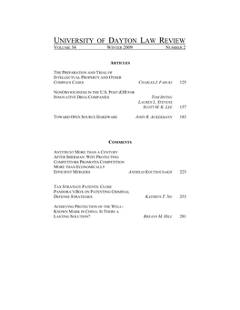 University of Dayton Law Review Volume 34 Winter 2009 Number 2