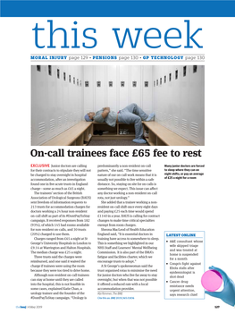 On-Call Trainees Face £65 Fee to Rest