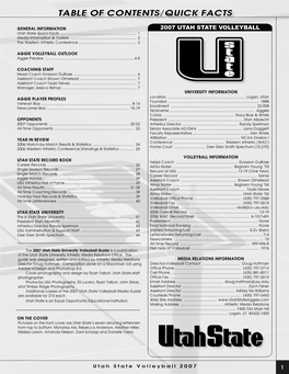 Table of Contents/Quick Facts