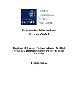Reuters Institute Fellowship Paper University of Oxford Structures of Change in Post-War Lebanon: Amplified Activism, Digital Do