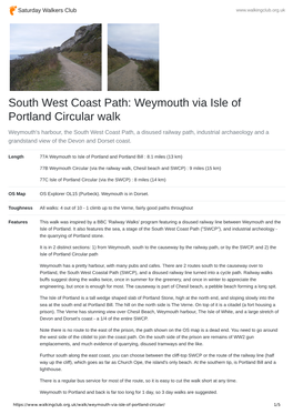 South West Coast Path: Weymouth Via Isle of Portland Circular Walk