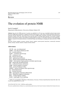 The Evolution of Protein NMR