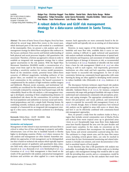 A Robust Debris-Flow and GLOF Risk Management Strategy for a Data-Scarce Catchment in Santa Teresa, Peru