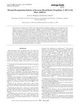 Thermal Decomposition Kinetics of Kerosene-Based Rocket Propellants