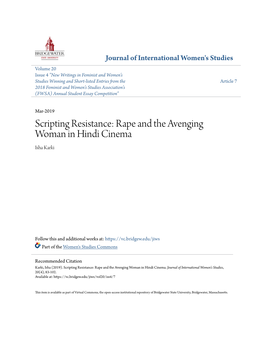 Scripting Resistance: Rape and the Avenging Woman in Hindi Cinema Isha Karki