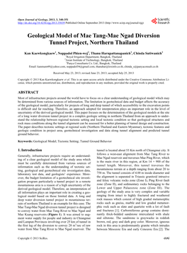 Geological Model of Mae Tang-Mae Ngad Diversion Tunnel Project, Northern Thailand