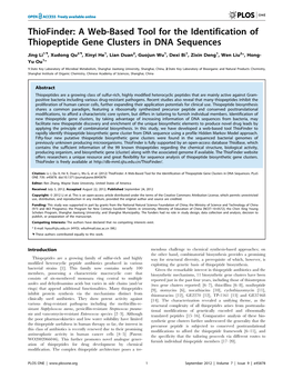 A Web-Based Tool for the Identification of Thiopeptide Gene Clusters in DNA Sequences