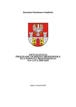 Aktualizacja Programu Ochrony Środowiska Dla Powiatu Będzińskiego Na Lata 2008-2020