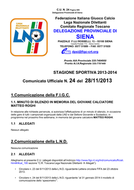 Del 28 Novembre 2013 (D.P. Siena)