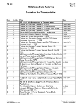 Oklahoma State Archives Department of Transportation