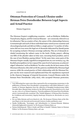 Ottoman Protection of Cossack Ukraine Under Hetman Petro Doroshenko: Between Legal Aspects and Actual Practice