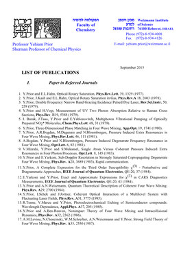 List of Publications