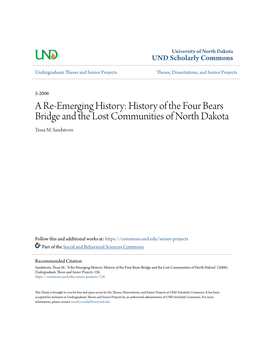 History of the Four Bears Bridge and the Lost Communities of North Dakota Tessa M