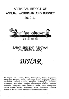 Appraisal Report of Annual Workplan and Budget Sarva
