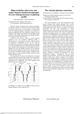 High-Resolution, Ultra-Trace and Major Element Chemical Stratigraphy of A