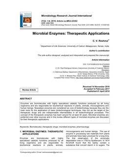 Microbial Enzymes: Therapeutic Applications