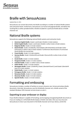 Producing Braille with Sensusaccess