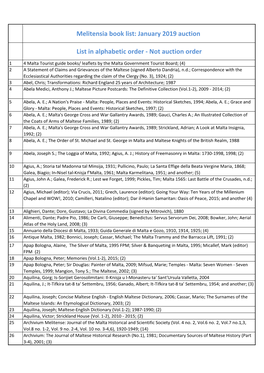 Melitensia Book List: January 2019 Auction List in Alphabetic Order