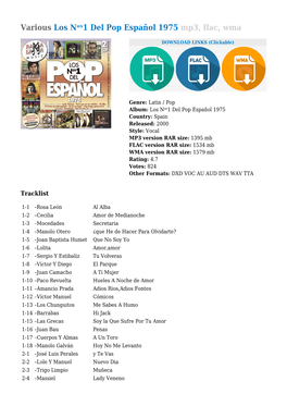 Various Los Nᵒˢ1 Del Pop Español 1975 Mp3, Flac, Wma