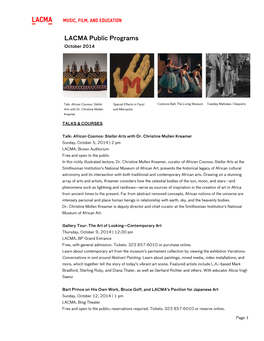 LACMA Public Programs October 2014