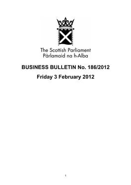 BUSINESS BULLETIN No. 186/2012 Friday 3 February 2012