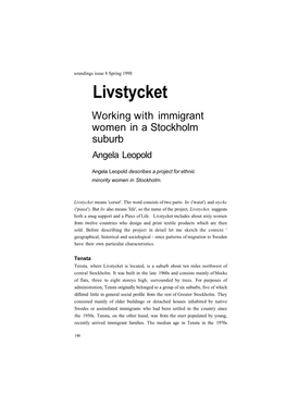 Livstycket Working with Immigrant Women in a Stockholm Suburb Angela Leopold