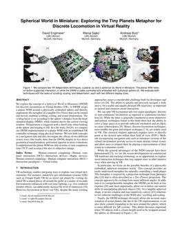 Spherical World in Miniature: Exploring the Tiny Planets Metaphor for Discrete Locomotion in Virtual Reality