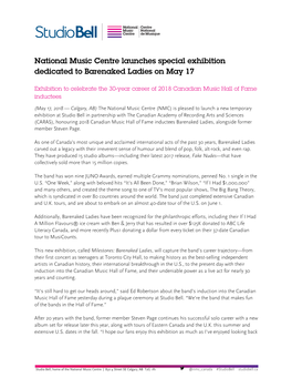 National Music Centre Launches Special Exhibition Dedicated to Barenaked Ladies on May 17