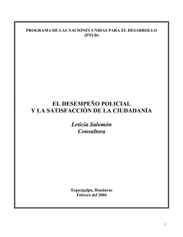 El Desempeño Policial Y La Satisfacción De La Ciudadanía