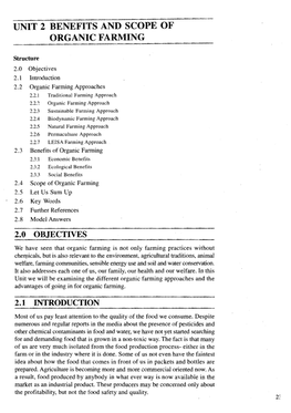 Unit 2 Benefits and Scope of Organic Farming