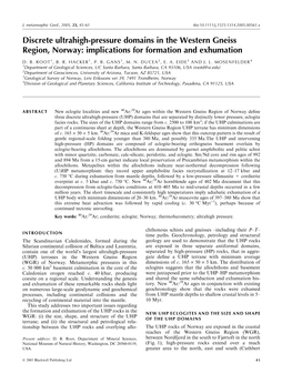 Discrete Ultrahigh-Pressure Domains in the Western Gneiss Region, Norway: Implications for Formation and Exhumation