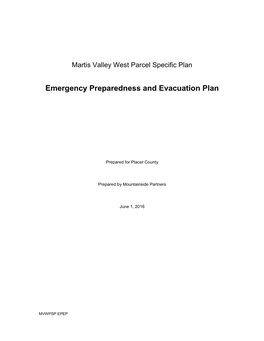 Martis Valley West – Emergency Preparedness & Evacuation Plan