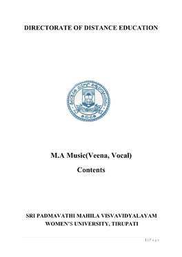 M.A Music(Veena, Vocal) Contents